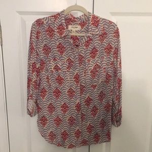 Women’s button down shirt from anthropologie. lists brand porridge clothing.